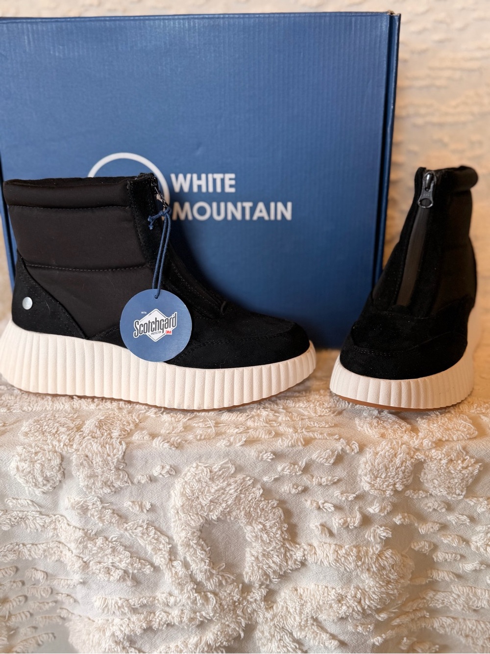 White Mountain Black Water Resistant Ankle Booties 691